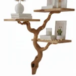 Corner Floating Shelf - Handmade Tree Branch Wall Bookshelf from Natural Wood
