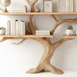 Handcrafted Driftwood Bookshelf - Handmade Solid Wood Tree Bookshelf
