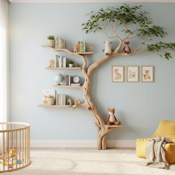 Handcrafted Tree Branch Bookshelf - Decorative & Space-Saving Book Storage Shelves