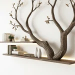 Handcrafted Tree Branch Bookshelf - Nature-Inspired Wall Art & Storage