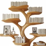 Handcrafted Tree Branch Bookshelf - Solid Wood Wall-Mounted Art Shelf Handmade Furniture
