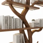 Handcrafted Tree Branch Bookshelf - Solid Wood Wall-Mounted Shelf Natural Living Room Decor