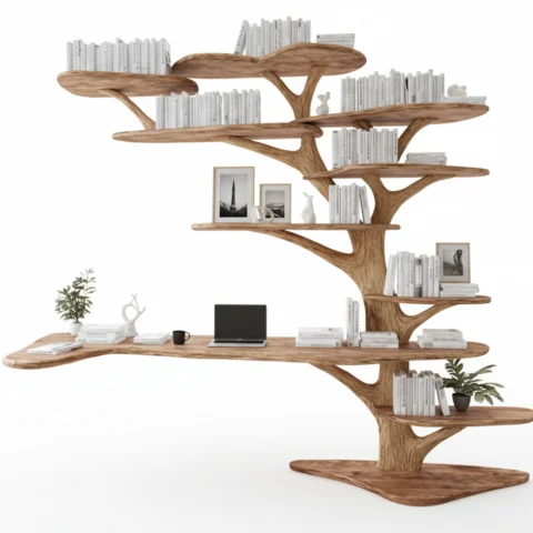 Handmade Floating Live Edge Side Table – Rustic Natural Wood Console for Entryway