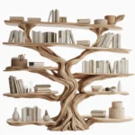 Live Edge Rustic Tree Bookshelf - Handcrafted Solid Wood Statement Piece