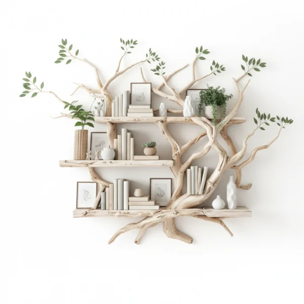 Mid Century Bookcase Corner Wall Shelf Handmade Furniture Shelves On Wall