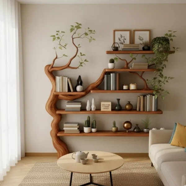 Tree Branch Bookshelf - The Essence of Handcrafting & Endless Natural Beauty