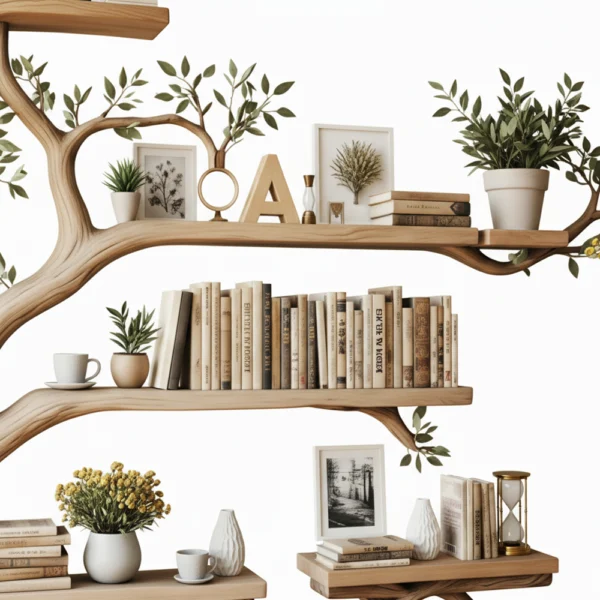 Tree Branch Wall Shelf - Handcrafted Nature-Inspired Display In Solid Wood