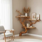 Tree-Shaped Driftwood Bookshelf | Handmade Wall Shelf from Natural Branches