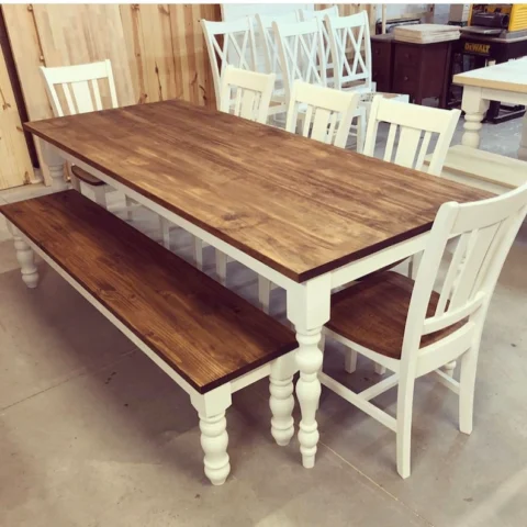 The Heritage Farmhouse – Premium Solid Pine Turned Dining Table Legs (4)