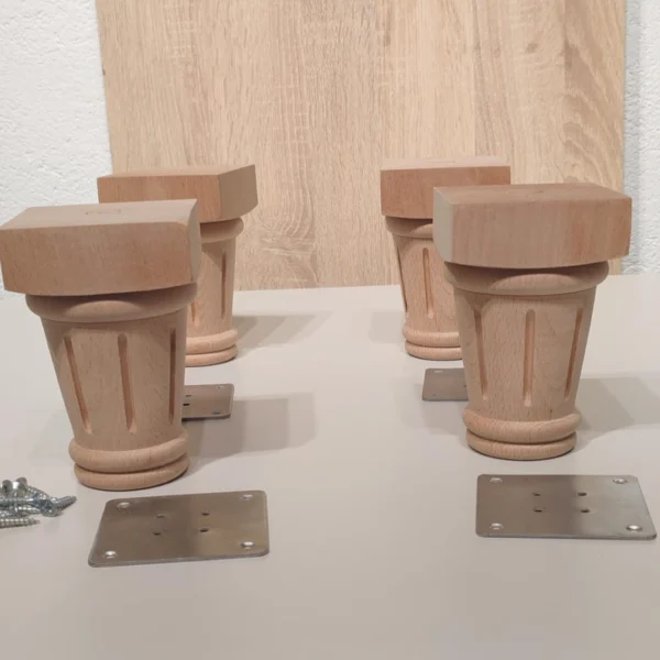 The Nordic Beech – Premium Tapered Solid Wood Furniture Legs (Set of 4)
